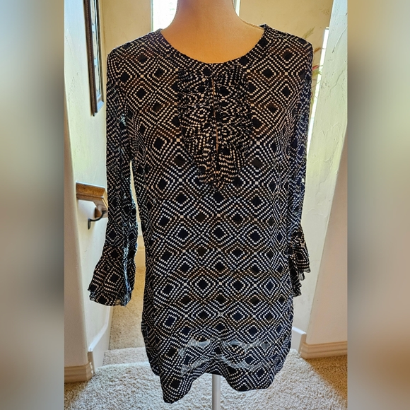 TORY BURCH GWENNA TUNIC TOP NORMANDY BLUE SIZE 10 - Picture 2 of 6